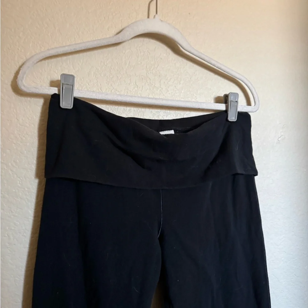 PINK‎ Victoria's Secret Rhinestone Embezzled Fold Over Flare Leggings Sz L Black